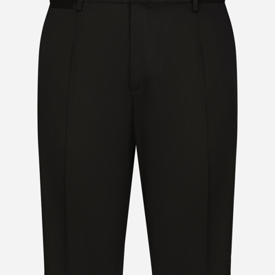 Dolce & Gabbana Stretch Cotton Shorts With Dg Embroidery In Black