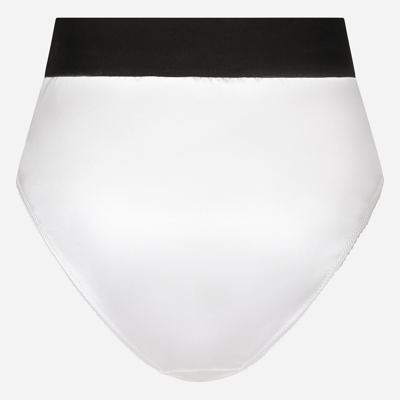 Shop Dolce & Gabbana High-waisted Satin Briefs With Branded Elastic In White