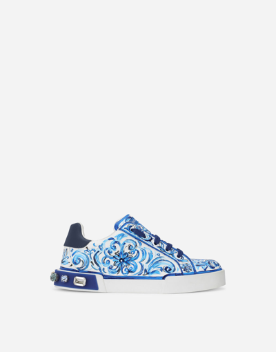 Dolce & Gabbana Majolica-print Portofino Light Sneakers In Multicolor
