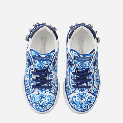 Shop Dolce & Gabbana Majolica-print Portofino Light Sneakers In Multicolor