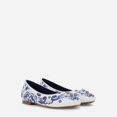 Shop Dolce & Gabbana Majolica-print Calfskin Ballet Flats In Multicolor