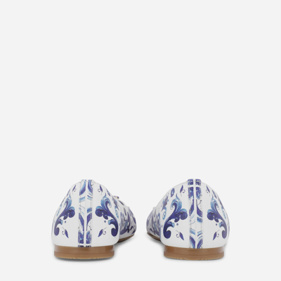 Shop Dolce & Gabbana Majolica-print Calfskin Ballet Flats In Multicolor