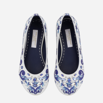 Shop Dolce & Gabbana Majolica-print Calfskin Ballet Flats In Multicolor