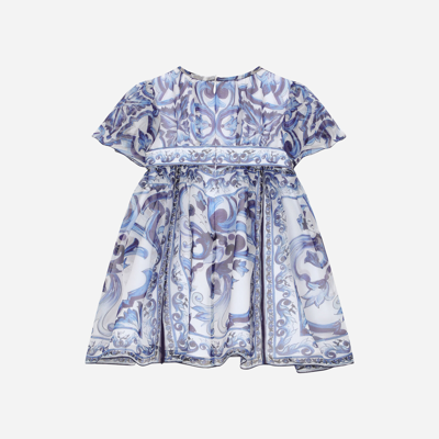 Dolce & Gabbana Majolica-print Chiffon Midi Dress In Multicolor