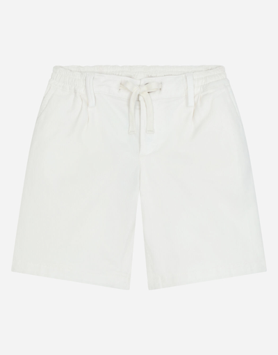 Shop Dolce & Gabbana Garment-dyed Gabardine Shorts In White