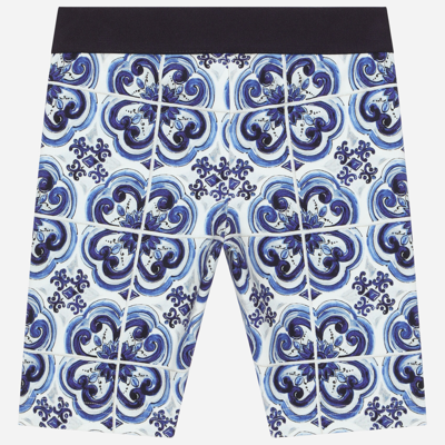 Shop Dolce & Gabbana Majolica-print Interlock Cycling Shorts In Multicolor