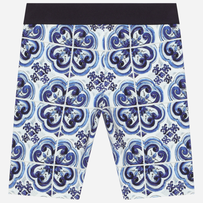 Dolce & Gabbana Majolica-print Interlock Cycling Shorts In Multicolor