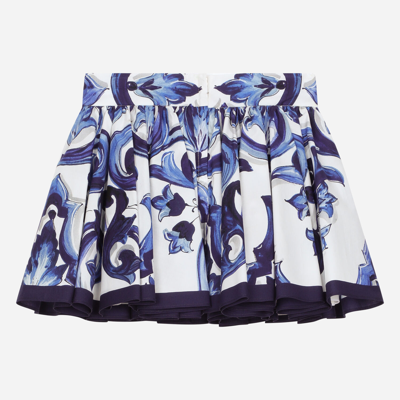 Dolce & Gabbana Majolica-print Poplin Skirt In Multicolor
