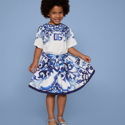 Dolce & Gabbana Majolica-print Poplin Skirt In Multicolor