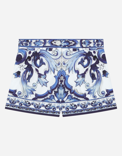 Shop Dolce & Gabbana Majolica-print Poplin Shorts In Multicolor