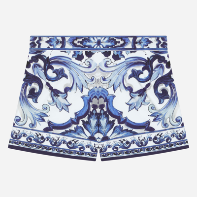 Shop Dolce & Gabbana Majolica-print Poplin Shorts In Multicolor