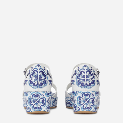 Dolce & Gabbana Majolica-print Calfskin Sandals In Multi