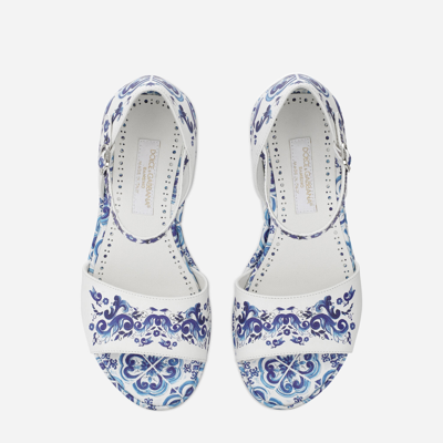 Dolce & Gabbana Majolica-print Calfskin Sandals In Multi