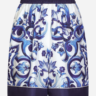 Dolce & Gabbana Majolica-print Twill Pajama Shorts In Multicolor