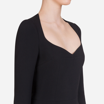 Shop Dolce & Gabbana Long-sleeved Cady Midi Dress In Black