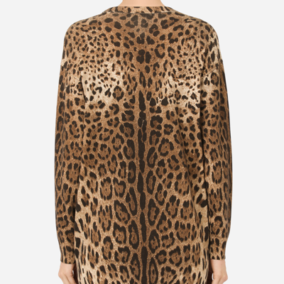 Shop Dolce & Gabbana Leopard-print Cashmere Cardigan In Animal Print