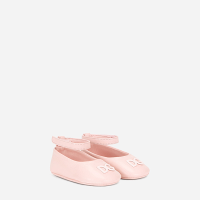 Shop Dolce & Gabbana Nappa Ballet Flats With Ankle Strap In Pink