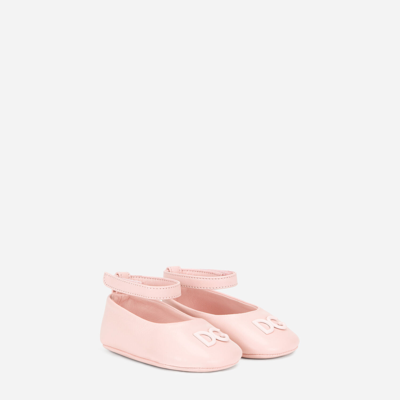 Dolce & Gabbana Nappa Ballet Flats With Ankle Strap In Pink