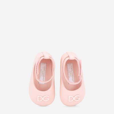 Shop Dolce & Gabbana Nappa Ballet Flats With Ankle Strap In Pink