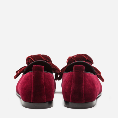 Shop Dolce & Gabbana Velvet Slippers With Satin Bow In Red