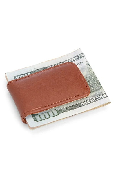 Royce New York Personalized Money Clip Card Case In Tan- Deboss