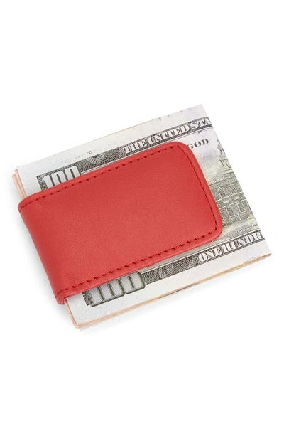 Royce New York Personalized Money Clip Card Case In Red- Deboss