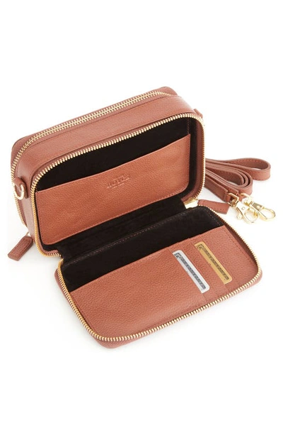 Royce New York Personalized Leather Crossbody Camera Bag In Tan- Deboss