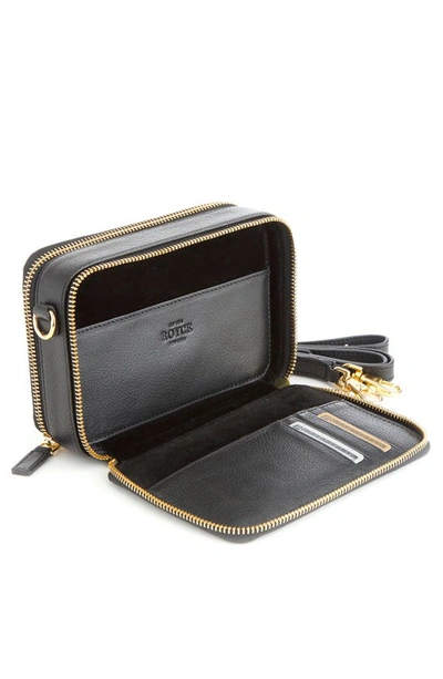 Shop Royce New York Personalized Leather Crossbody Camera Bag In Black- Gold Foil