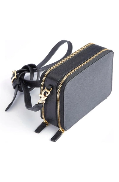 Shop Royce New York Personalized Leather Crossbody Camera Bag In Black- Gold Foil
