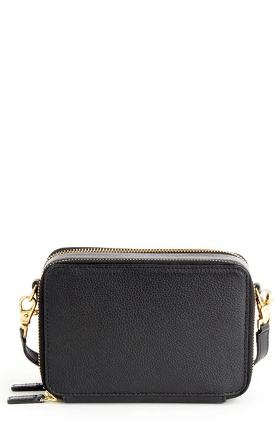 Shop Royce New York Personalized Leather Crossbody Camera Bag In Black- Silver Foil