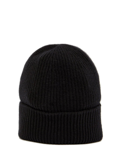 Shop Moncler Logo Patch Ribbed Beanie