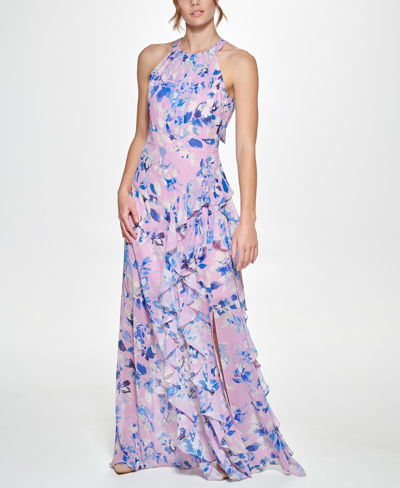 Eliza J Reverse Halter W Asymmetrical Halter Detail Dress In Lilac ...