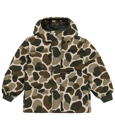 Shop Liewood Palle Camouflage Hooded Puffer Jacket In Camouflage/green Multi Mix