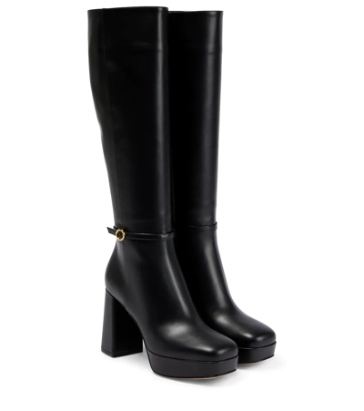 Shop Gianvito Rossi Moreau 95 Leather Knee-high Boots In Black