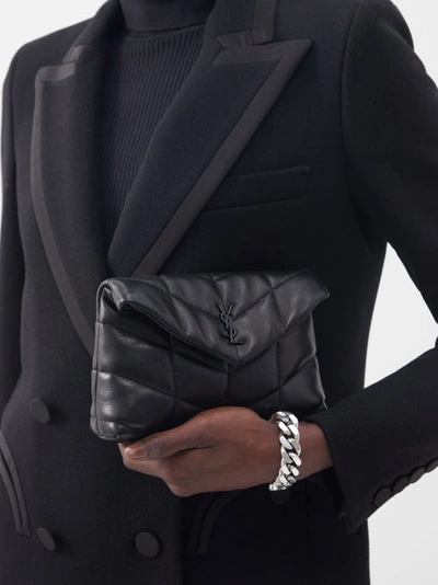 Saint Laurent Puffer Small Ysl Quilted Pouch Clutch Bag In Black | ModeSens