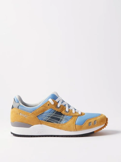 Asics X Awake Ny Gel-lyte Iii Suede And Mesh Trainers In Blue Gold |  ModeSens