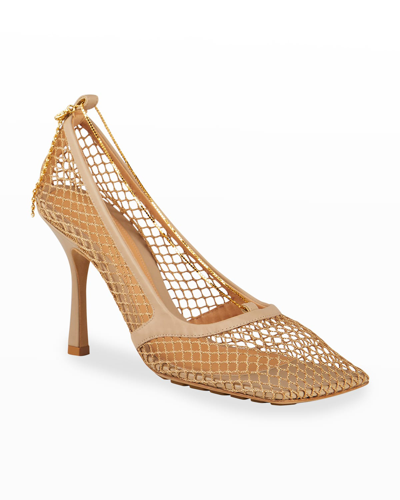 Shop Bottega Veneta Stretch Pumps In Naturale