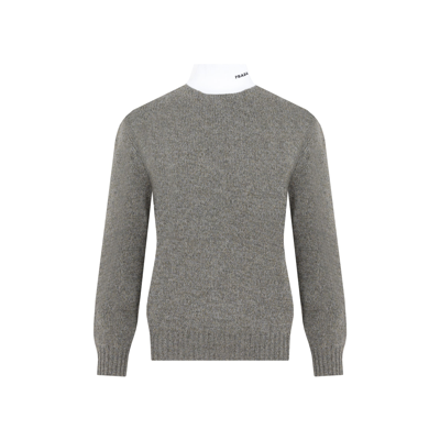 Shop Prada Layered High-neck Jumper Sweater In Nude &amp; Neutrals