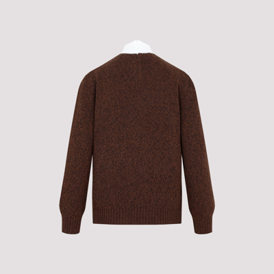 Shop Prada Layered High-neck Jumper Sweater In Brown