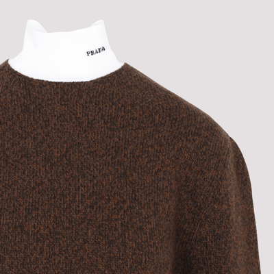 Shop Prada Layered High-neck Jumper Sweater In Brown