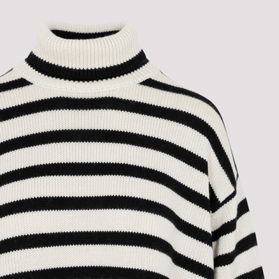 Shop Totême Striped Roll Neck Jumper Sweater In Nude &amp; Neutrals