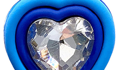 Shop Adornia Rhodium Plated Crystal Heart Stud Earrings In Blue