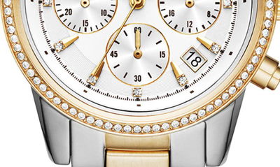 Shop Michael Kors Ritz Chronograph Bracelet Watch, 37mm In Silver/ White/ Gold