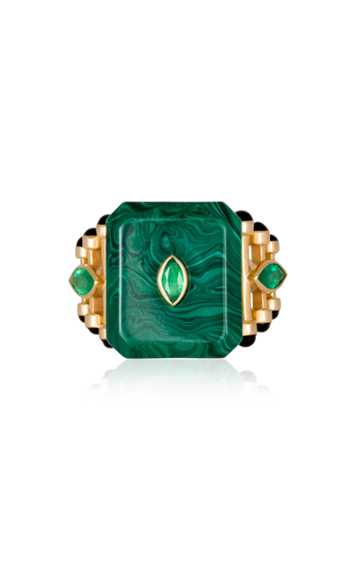 Shop L'atelier Nawbar Moments In Qabila 18k Yellow Gold Emerald Ring In Green
