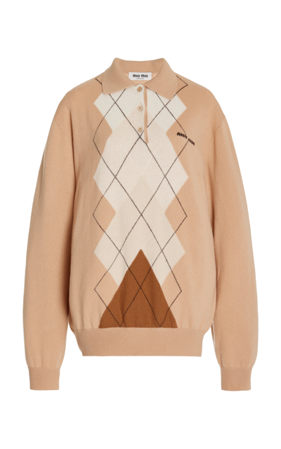 Shop Miu Miu Oversized Cashmere Sweater In Brown