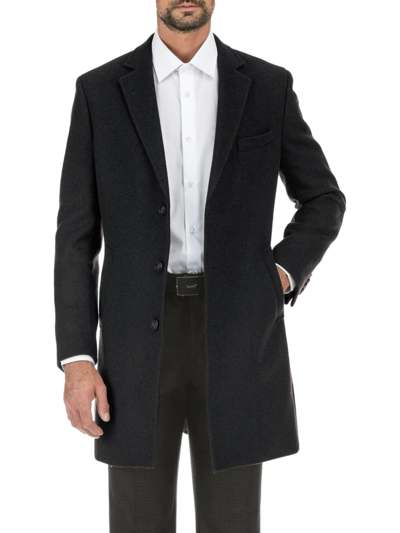 Shop English Laundry Men's Textured Wool Blend Overcoat In Black