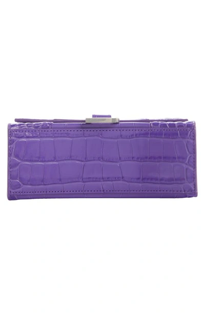 Shop Balenciaga Extra Small Hourglass Croc Embossed Leather Top Handle Bag In Purple