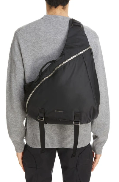 Shop Givenchy Large G-zip Triangle Sling Backpack In Black