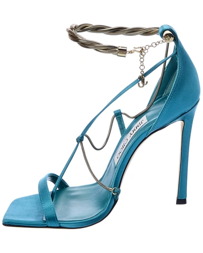 Shop Jimmy Choo Oriana 110 Satin Sandal In Blue
