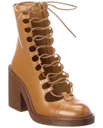 Shop Chloé Chloe May Leather Bootie In Brown